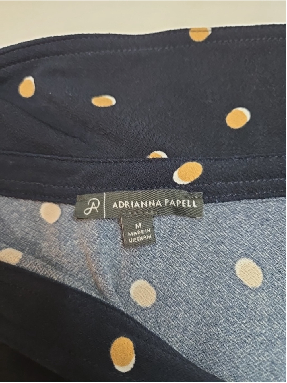 Adrianna Papell Medium Sleeveless Blouse Navy Polka Dot Office Top Workwear - Picture 4 of 9